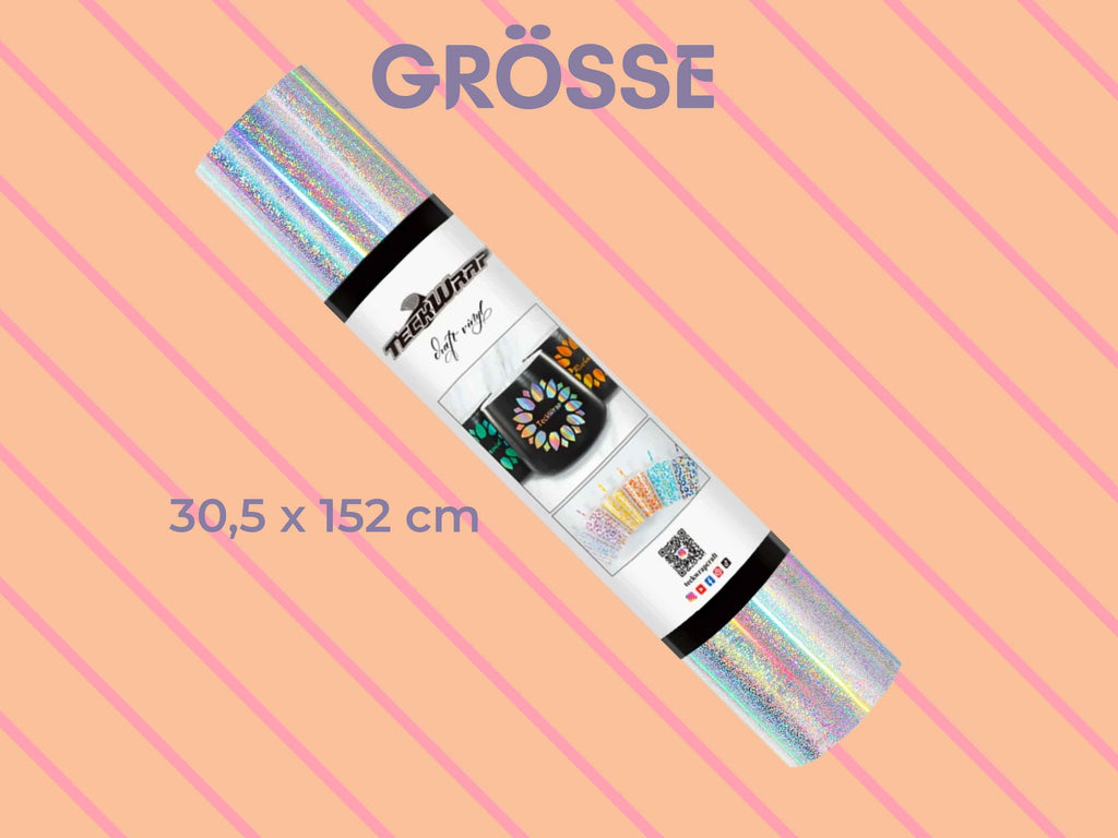 Größe der Glitter Mermaid Vinylfolie: 30,5 × 152 cm – perfekt für Cricut, Silhouette, Brother und kreative DIY-Projekte wie Tassen, Sticker oder Wanddeko