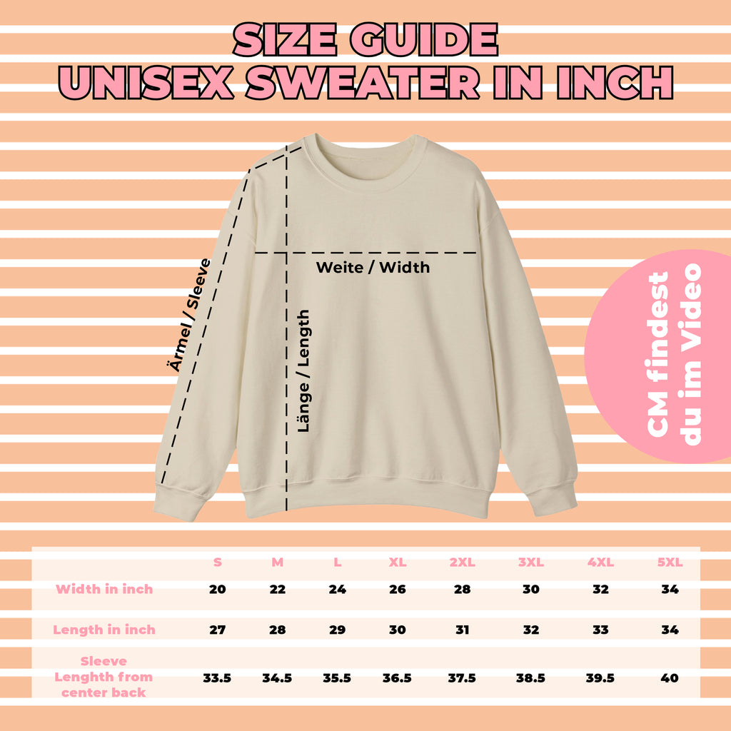 Größentabelle in Inch für Gildan 18000 Sweatshirts für internationale Kund:innen