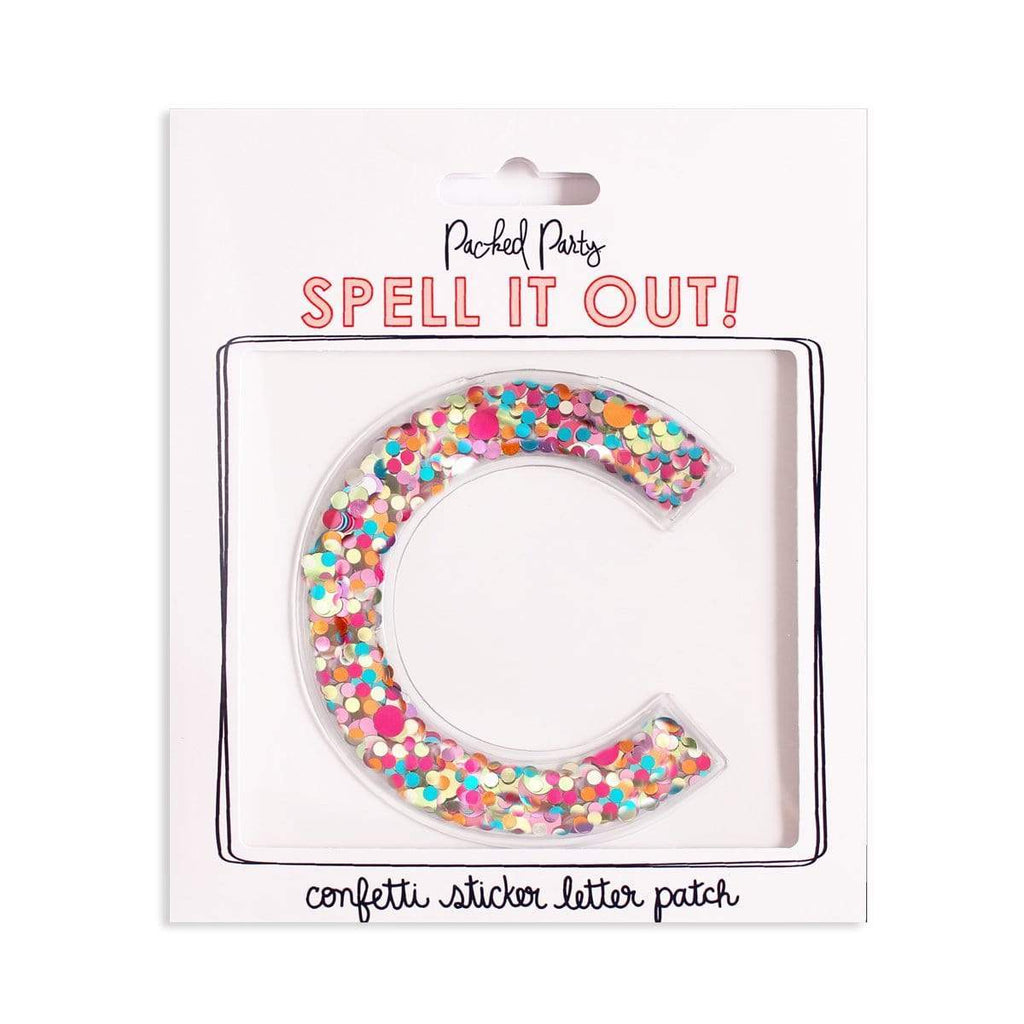 Konfetti Sticker in Form des Buchstabens C – bunte Deko für Laptop, Handyhülle, Schultüte oder Scrapbooking.