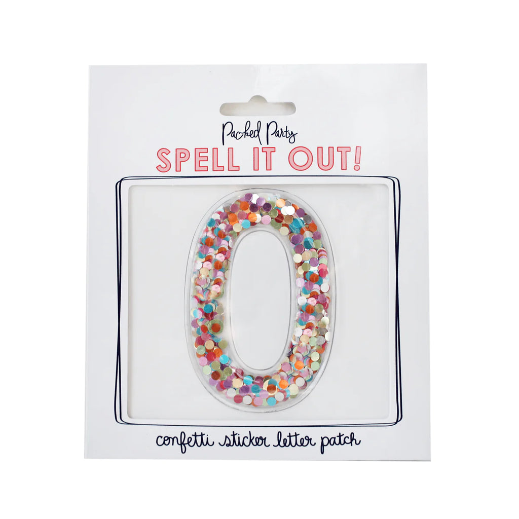 Konfetti Sticker Buchstabe O – bunter DIY-Aufkleber für Laptop, Handy, Schultüte oder Scrapbooking.
