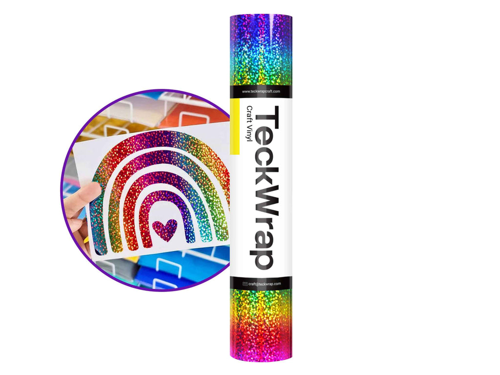 Produkt-Titelbild der TeckWrap Craft Holographic Sparkle Vinylfolie – selbstklebend, glitzernd, ideal für DIY-Deko.