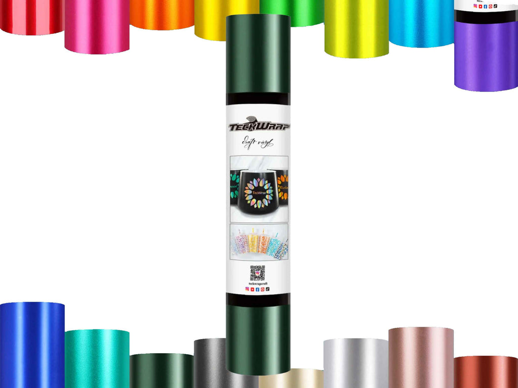 Metallic Satin Chrome Vinylfolie von TeckWrap Craft – selbstklebende Folie mit edlem Satin-Finish, ideal für DIY-Projekte mit Cricut, Silhouette oder Brother Plotter
