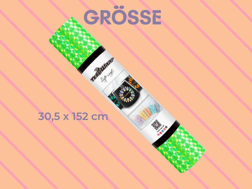 TeckWrap Craft Holographic Diamond Vinylfolie in Grün mit starkem Glitzereffekt für DIY-Projekte, Maße 30,5 × 152 cm
