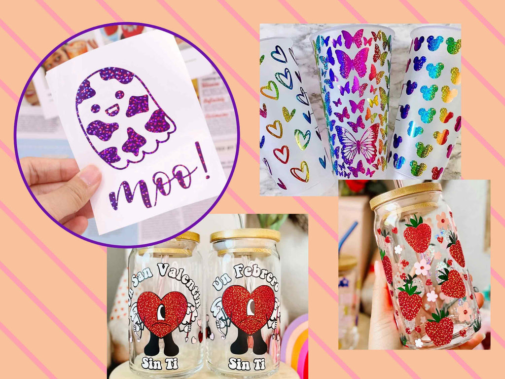Glitzernde Bastelideen mit TeckWrap Craft Holographic Sparkle Vinylfolie – perfekt für Sticker, Gläser, Becher und Deko mit Cricut & Co.