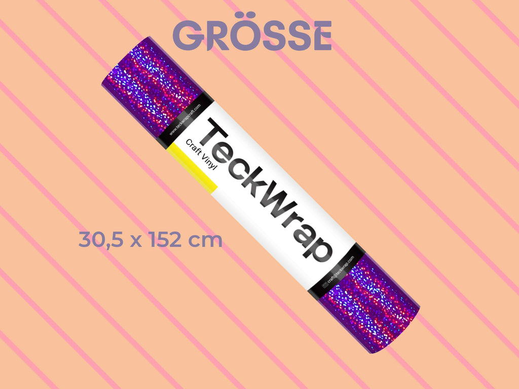 Rollenformat der Holographic Sparkle Vinylfolie von TeckWrap Craft: 30,5 x 152 cm – ideal für Cricut, Silhouette oder Brother.