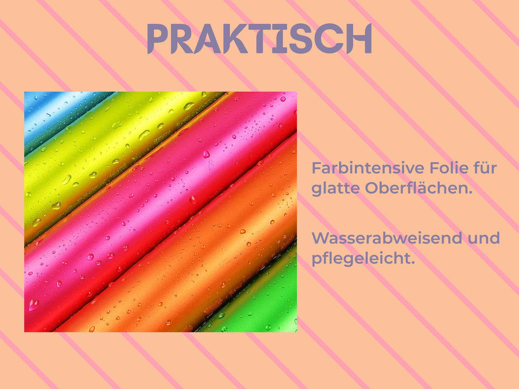 Wasserabweisende Vinylfolie mit satiniertem Finish – farbintensiv, glatt, perfekt für Aufkleber, Tassen, Fensterdeko und mehr – geeignet für Plotter und Schere
