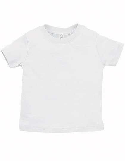 Baby T-Shirt aus 100 % Baumwolle in Weiß, ideal als Rohling für individuelle Drucke oder Bügelbilder. Für DIY-Projekte mit Vinyl geeignet.
