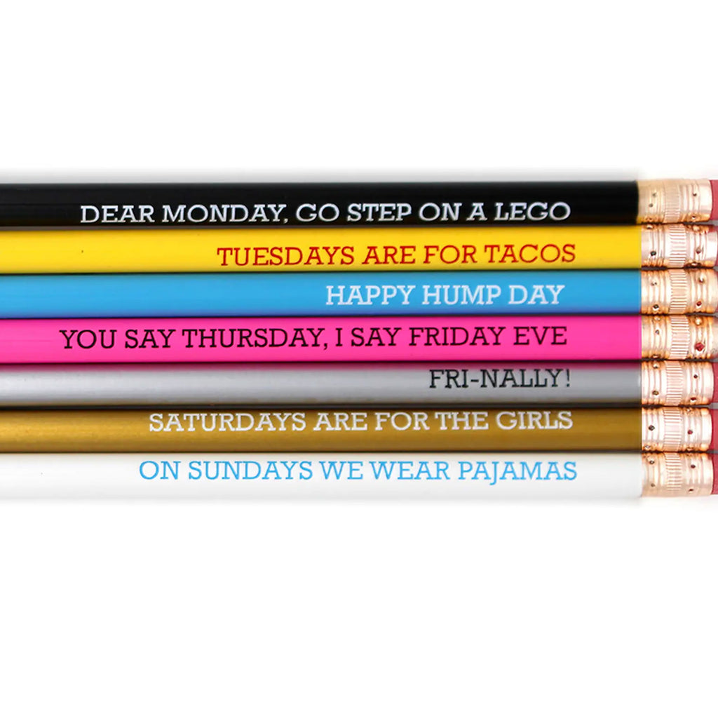 Bunte Snifty Bleistifte mit Wochentags-Sprüchen – ideal für To-do-Listen, Skizzen und kreative Planerinnen