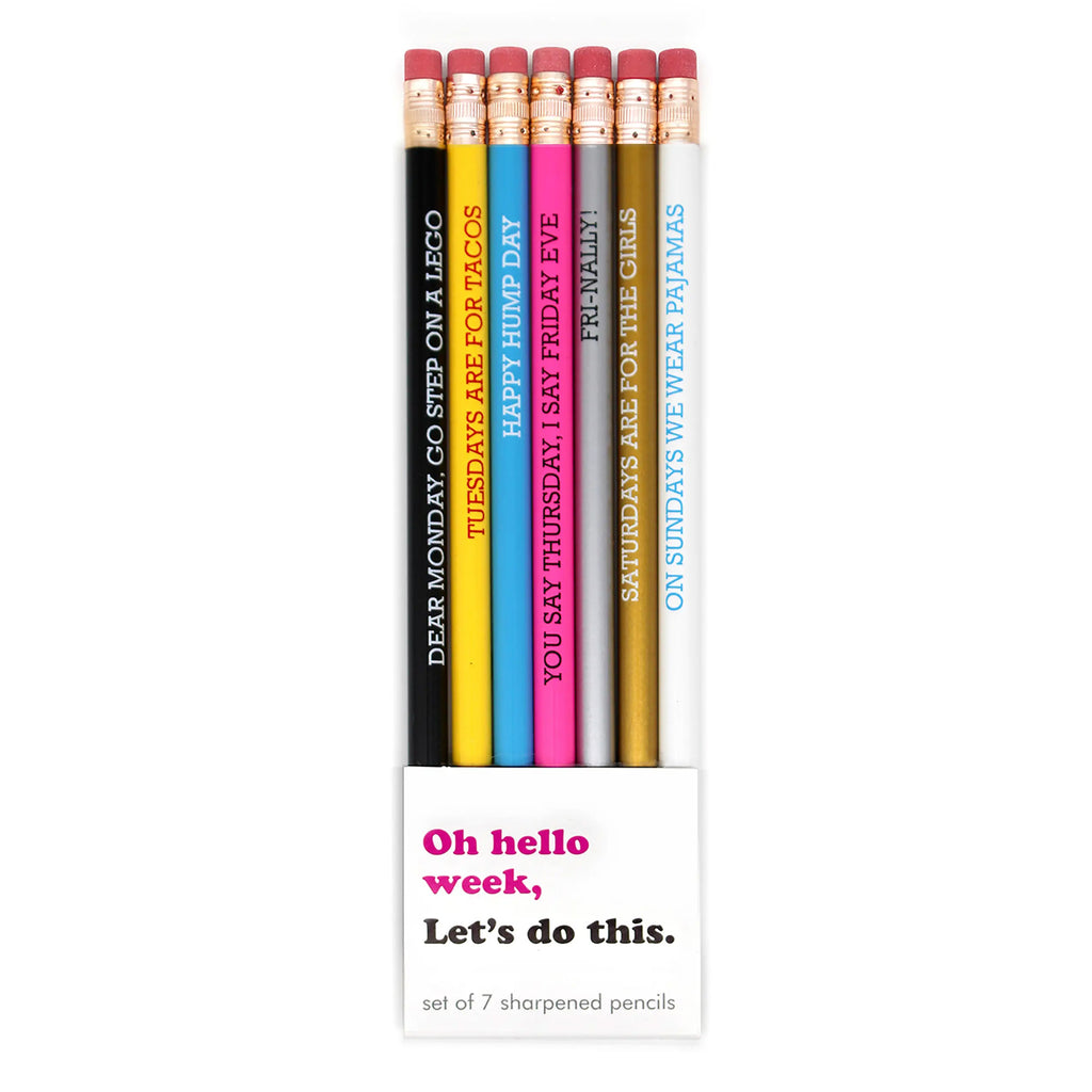 Snifty Pencil Set ‚Oh Hello Week‘ – farbenfrohes Set mit Wochentag-Sprüchen für Bastelideen und Planer