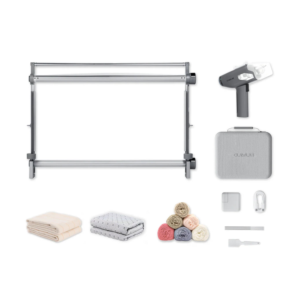 Clawlab Tufting Kit H1 in Grau – Komplettset mit Rahmen, Gun und Garn