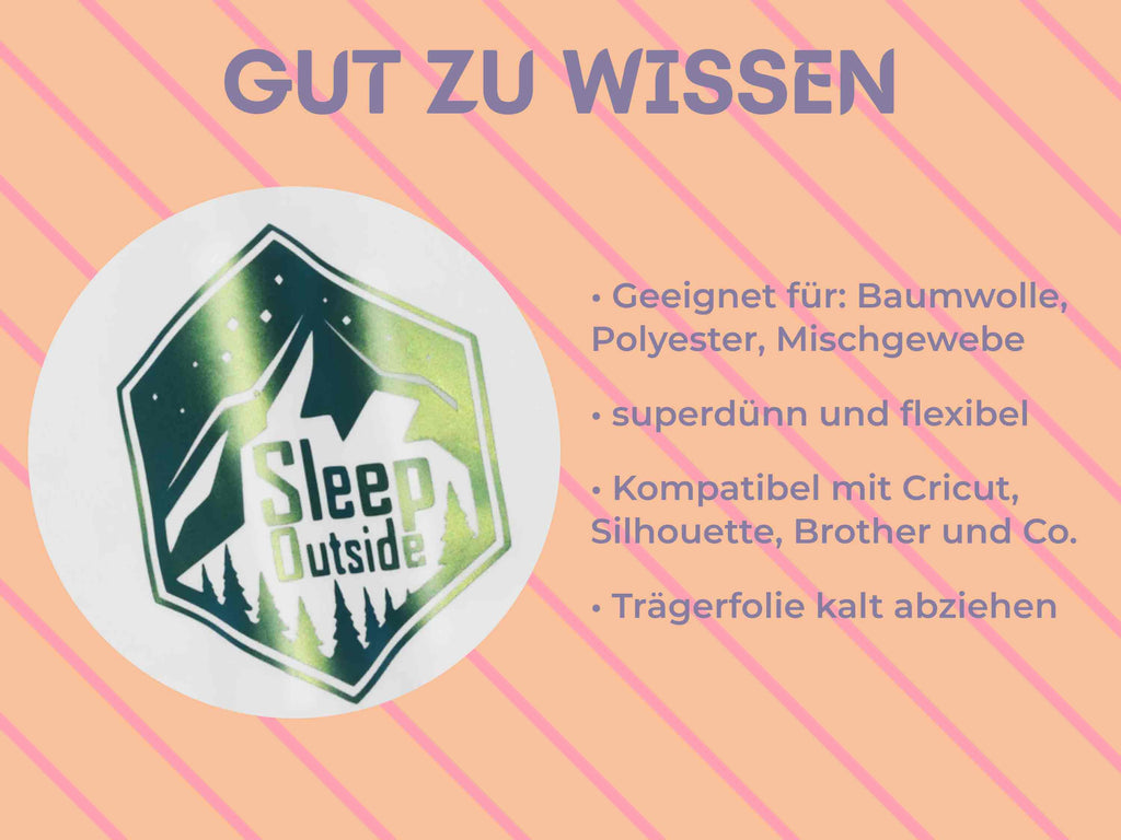 Anwendung der Chameleon HTV-Folie auf verschiedenen Materialien – ideal für Cricut, Silhouette und Brother Plotter.