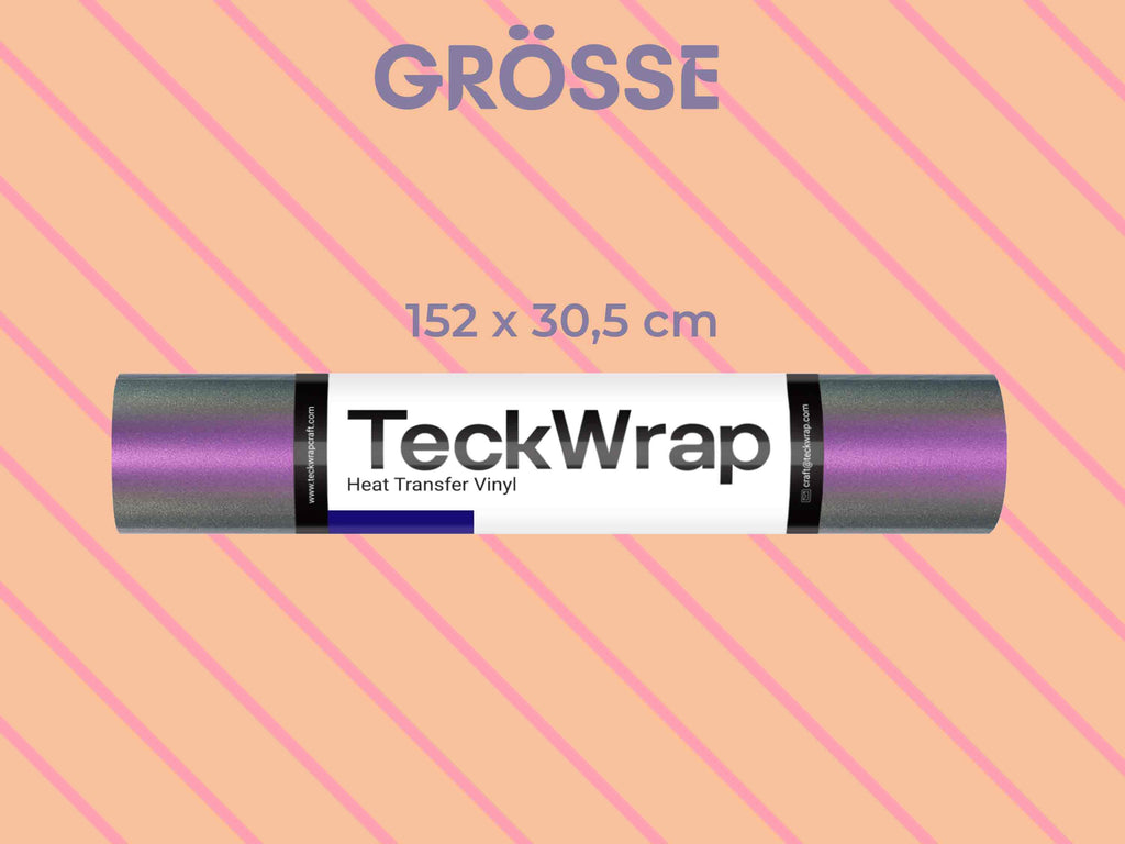 Rolle der Chameleon HTV-Folie in 152 × 30,5 cm mit Farbverlauf von Lila zu Grün – Original von TeckWrap Craft.