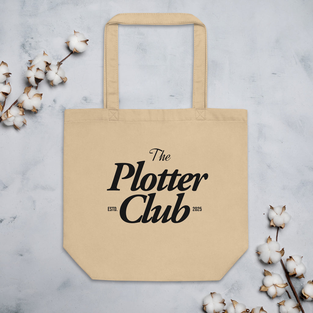 The Plotter Club Tasche flach gelegt mit Baumwollzweigen – natürliches Design für kreative DIY-Liebhaberinnen