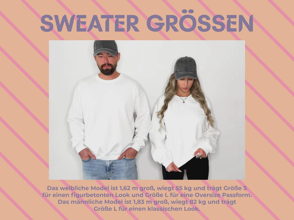 Video eines Mannes und einer Frau die den Sweater tragen.