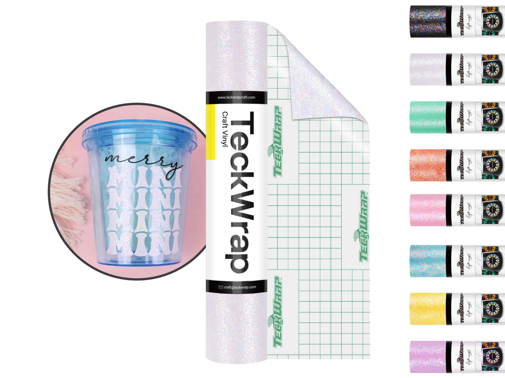 Colorful Pearl Vinylrolle von TeckWrap Craft in 152 × 30,5 cm mit Glitzerstruktur und verschiedenen Farbvarianten – selbstklebend und leicht entgittern.