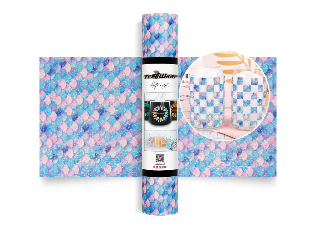 Glitter Brush Vinylfolie mit Dreamy Mermaid Muster – holografischer Glitzer, weich verlaufende Farben und starker Schimmer. Ideal für Sticker, Journaling, Notizbücher und edle Plotterprojekte.