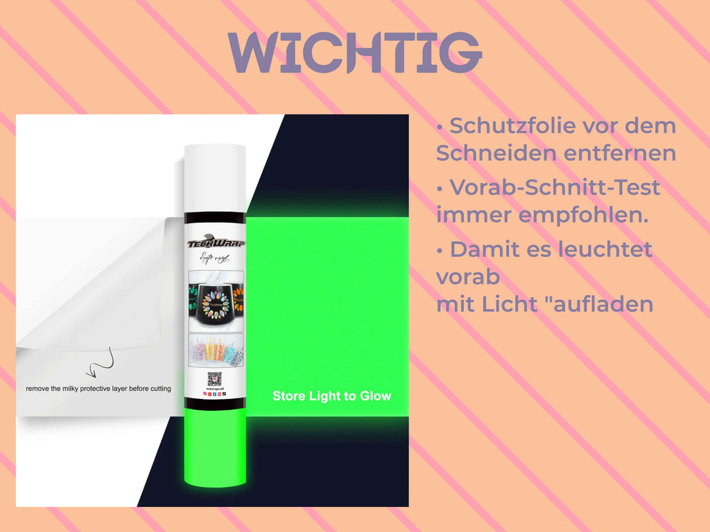 TeckWrap Craft Glow-in-the-Dark Vinyl in Weiß – hochwertiger Bastelvinyl mit Leuchteffekt
