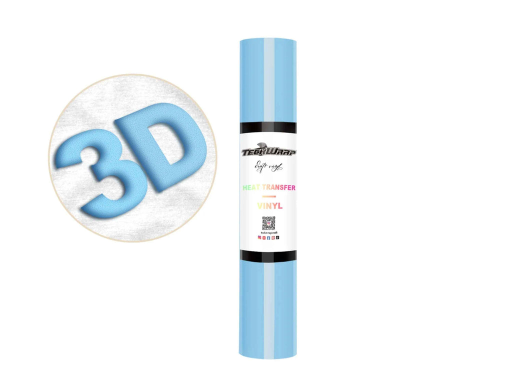 3D Puff Heat Transfer Vinyl in Baby Blue – leuchtende Farbe mit starker Haftung, ideal für auffällige Schriftzüge und DIY-Projekte auf Stoff