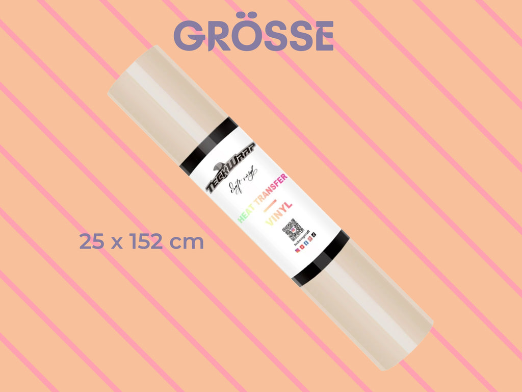 Die Rolle 3D-Puff-Textilfolie hat eine Breite von 25 cm und eine Länge von 152 cm.