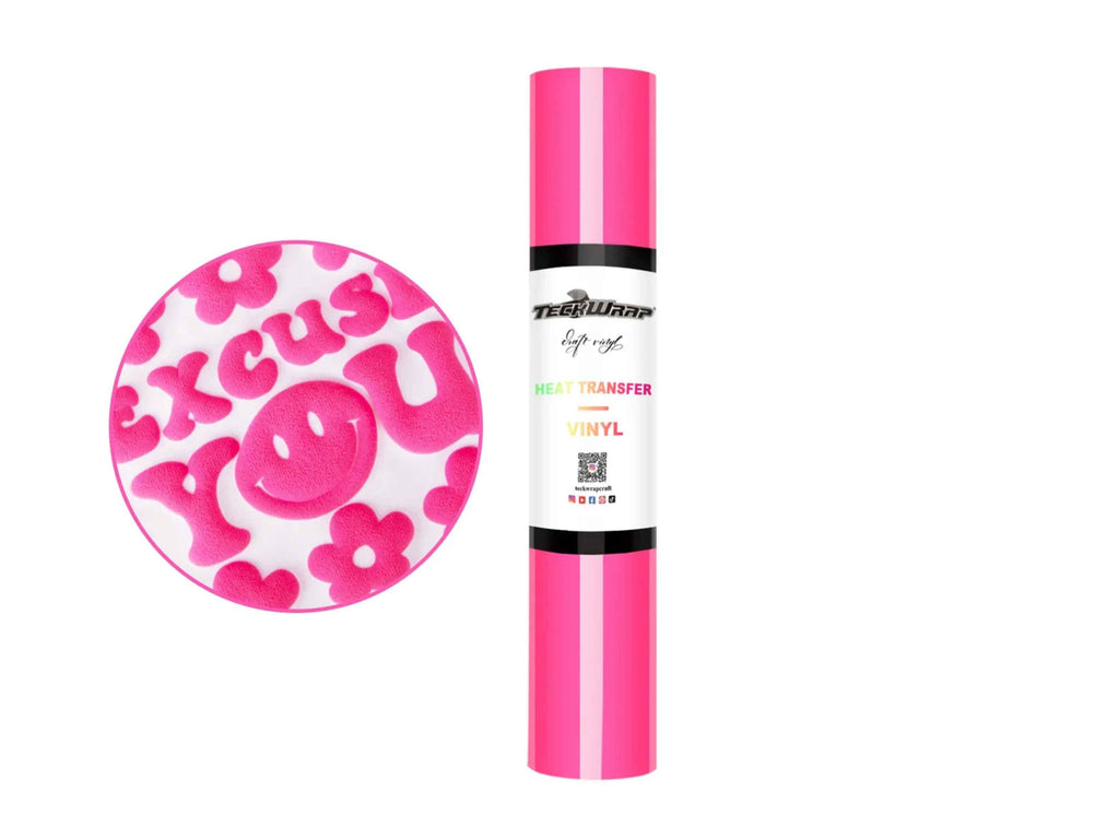 3D Puff Heat Transfer Vinyl in Neon Pink – leuchtende Farbe mit starker Haftung, ideal für auffällige Schriftzüge und DIY-Projekte auf Stoff