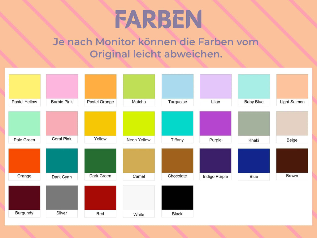 Übersicht der Puff HTV Farben von TeckWrap Craft – ideal für Textilien wie Shirts, Hoodies, Taschen. 3D-Effekt, waschbar, dehnbar, auffällig & kreativ
