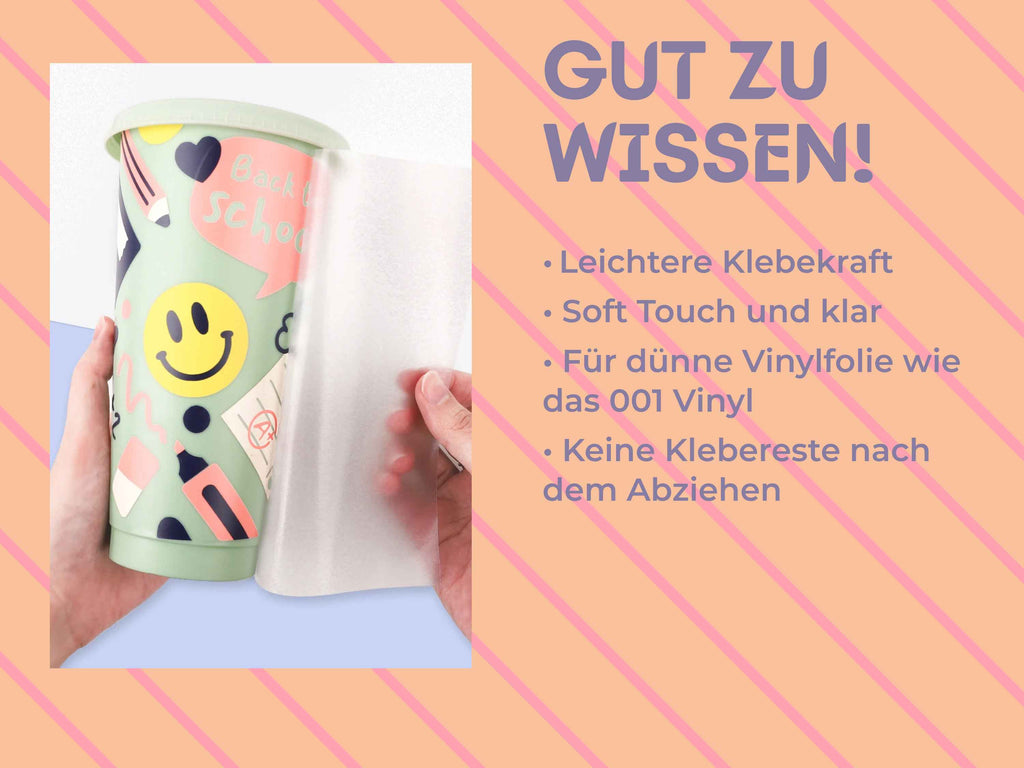 Die Low Tack Übertragungsfolie von TeckWrap Craft hat eine leichte Klebekraft und ist ideal für klassische Vinylfolie wie die 001 Vinylfolie.