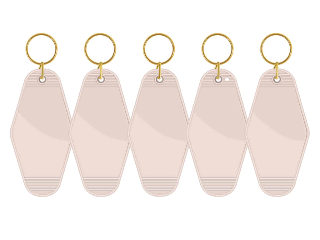 5 Motel Keychain Rohlinge in Nude – DIY-Rohlinge aus Kunststoff mit Ring zum Bekleben, Beschriften oder Bemalen mit Vinylfolie oder Stickern