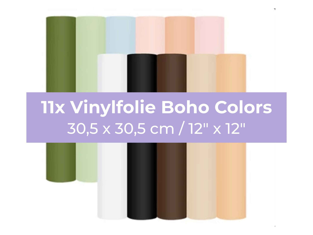 Vinylfolie Boho Set von TeckWrap Craft, 11 Bögen in matten Farben, ideal für Cricut, Silhouette und Brother Plotter, Größe 30,5 x 30,5 cm

