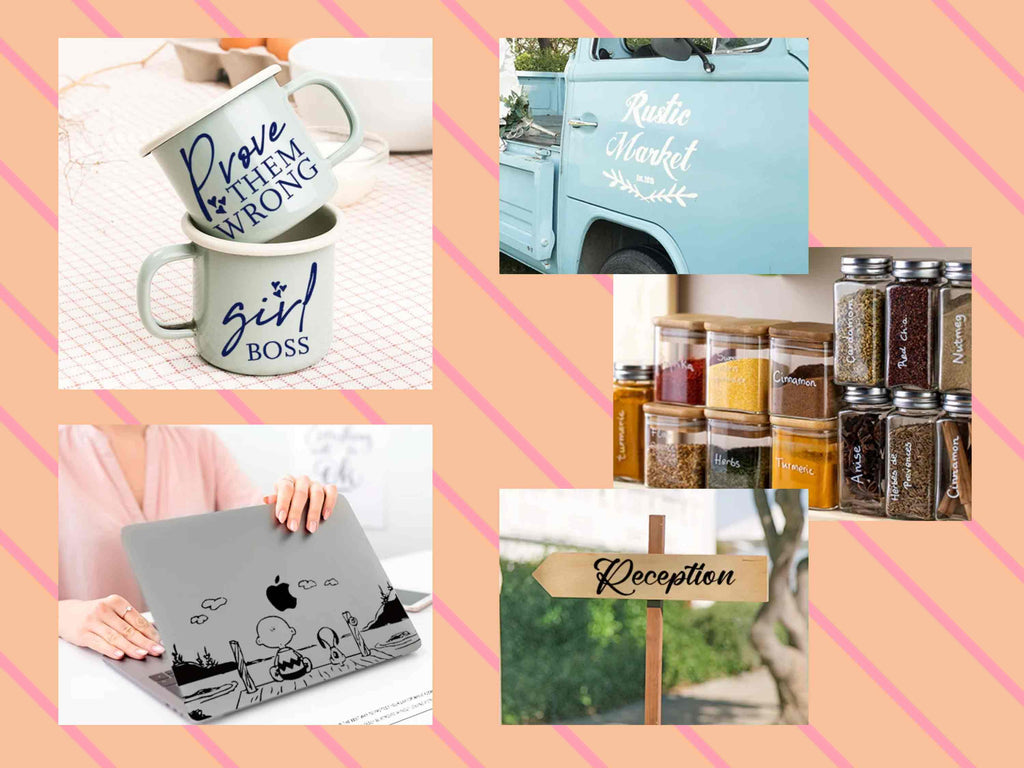 Kreative Projekte mit Versa Tape: Vinyl-Designs auf Tassen, Autos, Laptops und Vorratsgläsern – super einfach übertragen.