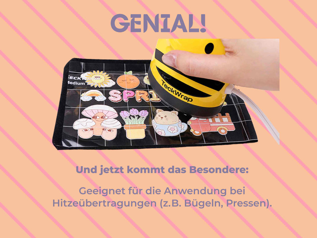 Das Besondere an Versa Tape: Hitzefest! Auch für den Einsatz mit Bügeleisen oder Transferpressen bei HTV geeignet.