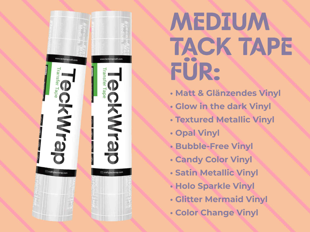 Diese Transferfolie funktioniert mit fast allen Vinylarten – matt, glänzend, opal, bubble-free, holo, satin u. v. m. (außer Glitter).