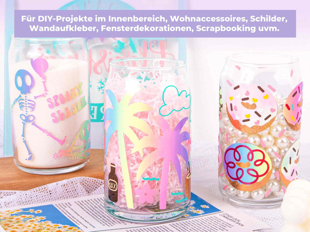 Candy Color Vinyl von TeckWrap Craft für kreative Indoor-DIY-Projekte wie Wandaufkleber, Fenstergestaltung, Gläser und Scrapbooking.
