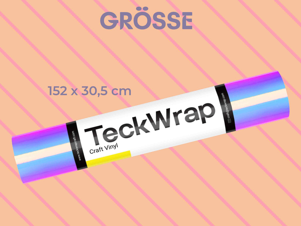 Größe der TeckWrap Craft Opalfolie: 152 × 30,5 cm – als Rolle geliefert, perfekt für DIY-Projekte mit Plotter.